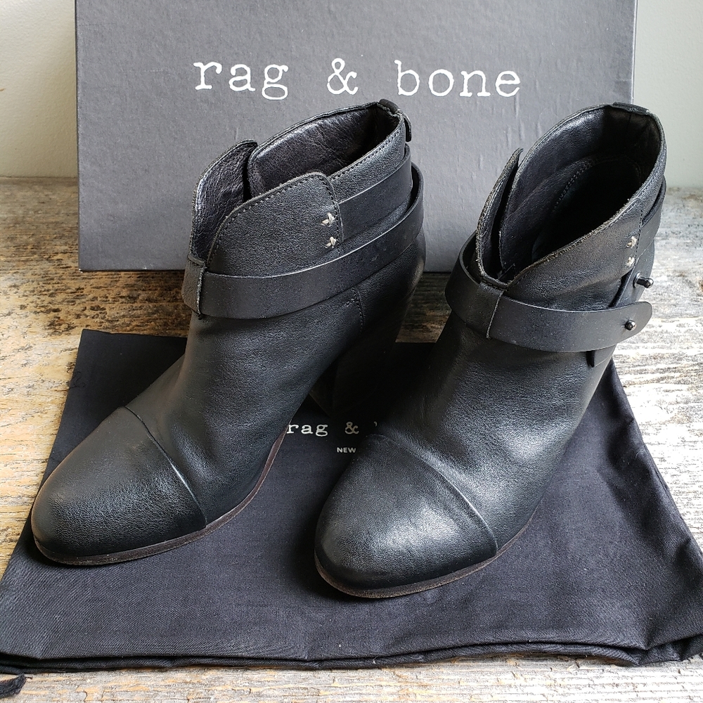 Rag & Bone Black Leather Harrow Bootie